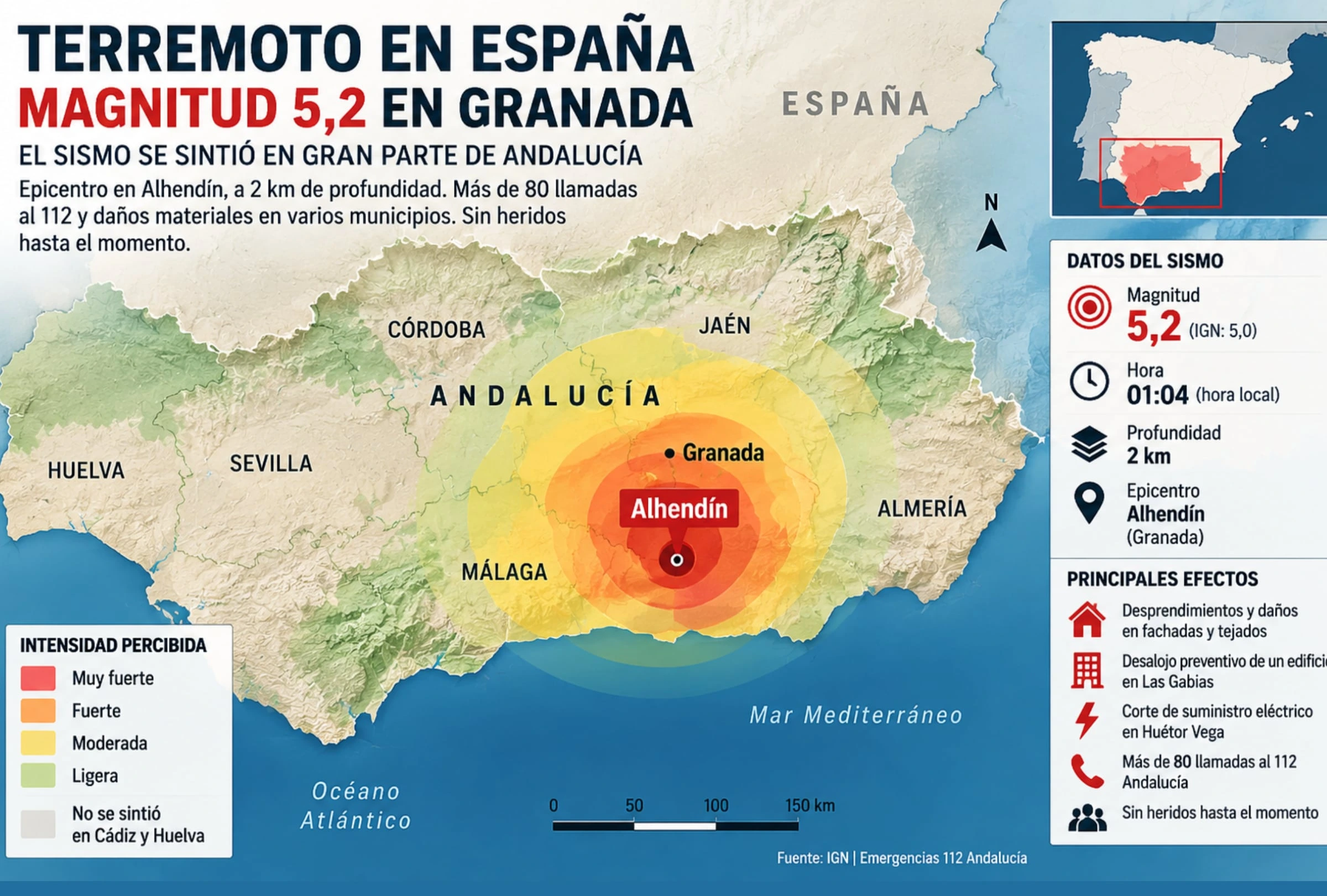 Fuerte terremoto sacudió Granada y provocó daños en viviendas y edificios